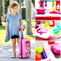 Kididdo Pretend Play Kitchen Playset for Kids | Little Chef Kitchen set Toy with Accessories Pots, Pans, dishes, cups, utensils,&nbsp;food toys&nbsp;with Adorable Travel Suitcase (Light &amp; Sound) Boys &amp; Girls Fa