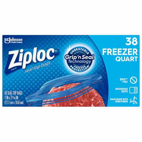 Ziploc Seal Top Freezer Bags Quart Clear 38 count