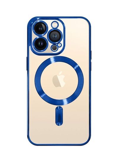 iPhone 13 Pro Clear Case with MagSafe Wireless Charging Compatible Back Cover with Electroplating Shockproof Frame Blue