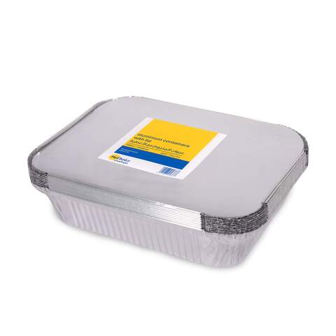 MyChoice Aluminium Containers With Lid Silver 1.85L 10 PCS