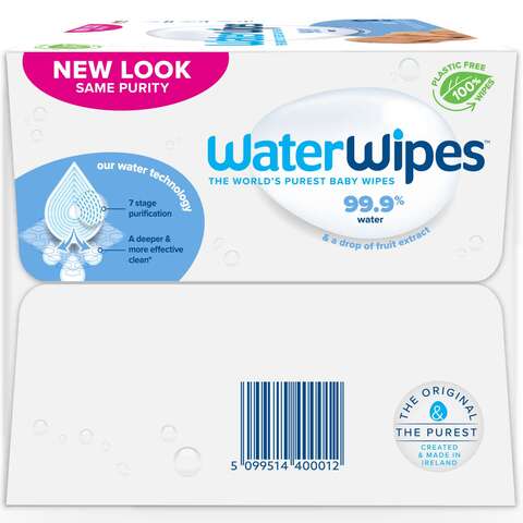 Water Wipes Purest Baby Wipes White 60 Wipes Pack of 12