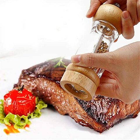  Haomacro Salt and Pepper Grinder Set, Wood Pepper