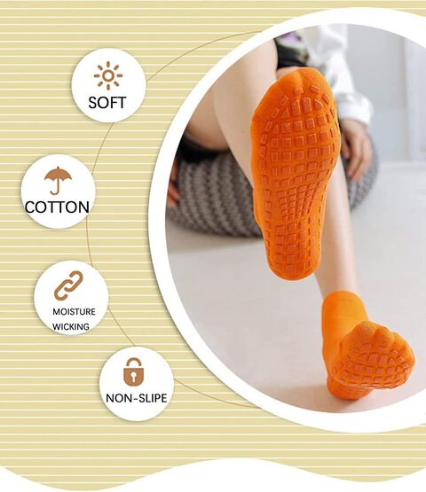 SKY-TOUCH Non Slip Yoga Socks with Grips Anti-Slip Sock Trampoline Sock,Non-slip Floor Socks Pure Cotton Yoga Socks, Breathable Short Socks Elasticity Sport For Parent-Child Socks Medium Size 29-35