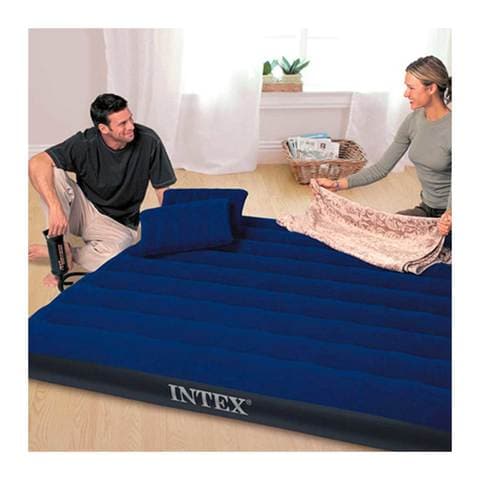 Intex Classic Downy Airbed With Hand Pump And Pillow Blue Queen 4