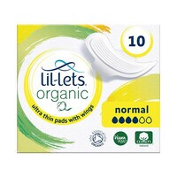 Lil-Lets Organic Ultra Thin Normal Sanitary Pads With Wings White 10 Pads