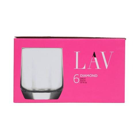 LAV Diamond Glass Cups 10.5oz 6Pcs