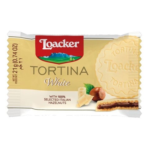Loacker Tortina White Chocolate Wafer 21g Pack of 24