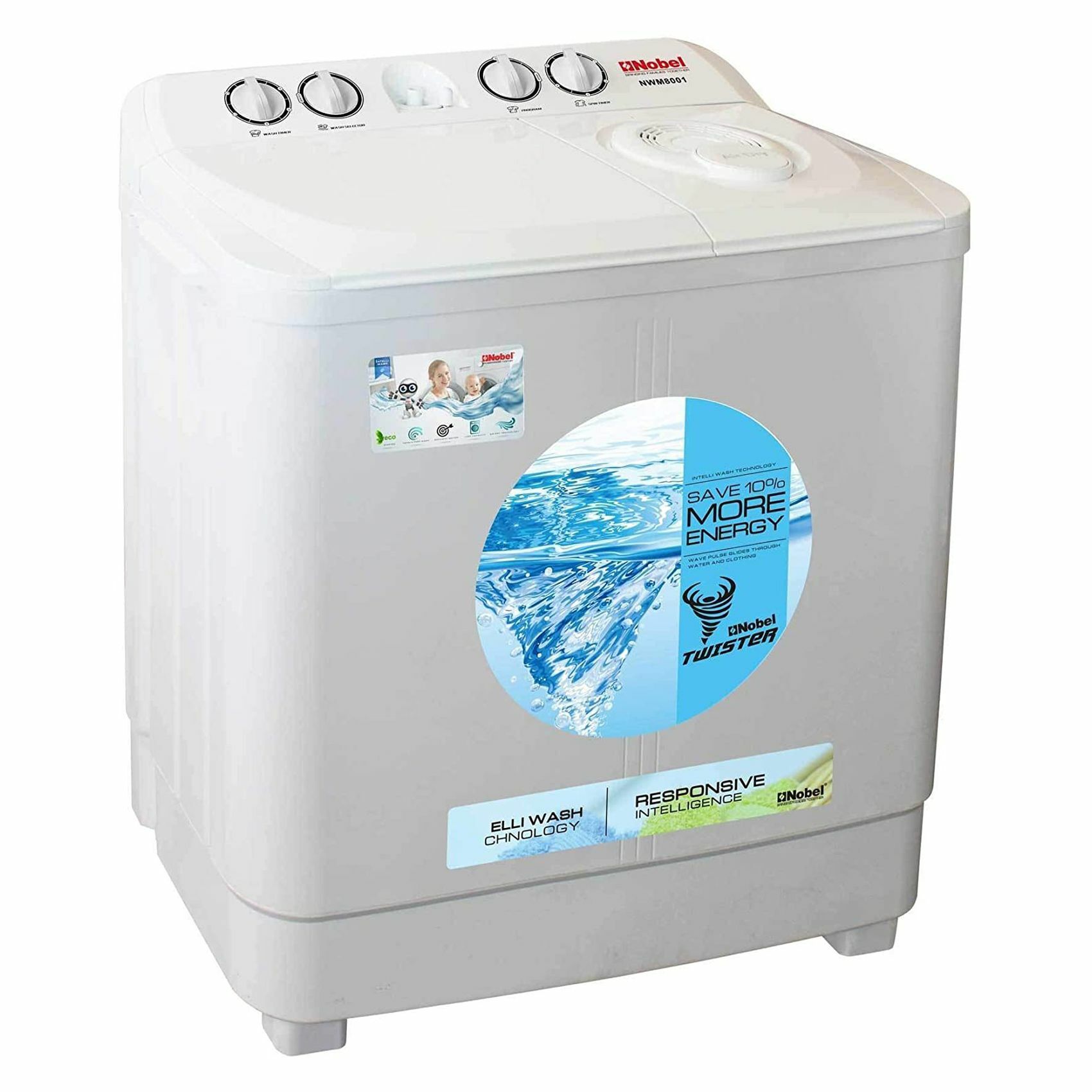 Buy Nobel Top Loading SemiAutomatic Washing Machine NWM8001 7kg White