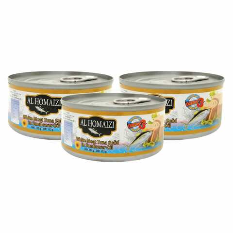 Al Homaizi White Meat Tuna Solid In Sunflower Oil 160g x Pack of 3