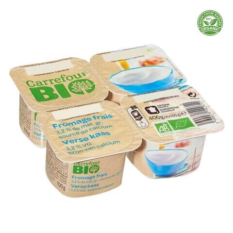 Carrefour Bio Organic Natural Fresh Cheese 100g Pack of 4