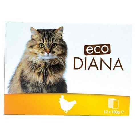 Buy Eco Diana Cat Food Chunks Pate With Chicken 12 Pieces 1.2kg