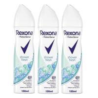 Rexona MotionSense Shower Fresh Deodorant Clear 150ml Pack of 3