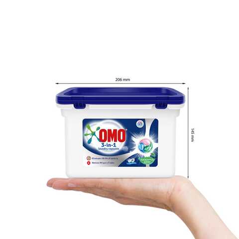 OMO 3-In-1 Laundry Pods Washing Liquid Capsules With Eucalyptus Scent 15 count