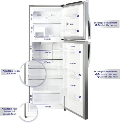 Super General 420L Net Capacity Double Door Refrigerator, Inox, SGR510I