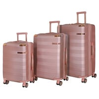 Senator Hard Case Trolley Luggage Set of 3 For Unisex ABS Lightweight 4 Double Wheeled Suitcase With Built In TSA Type Lock A5125 Rose Gold