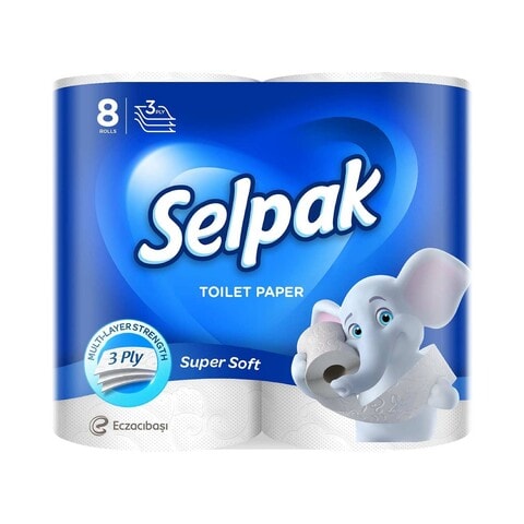 Selpak 3 Ply Super Soft Toilet Paper White 8 Rolls
