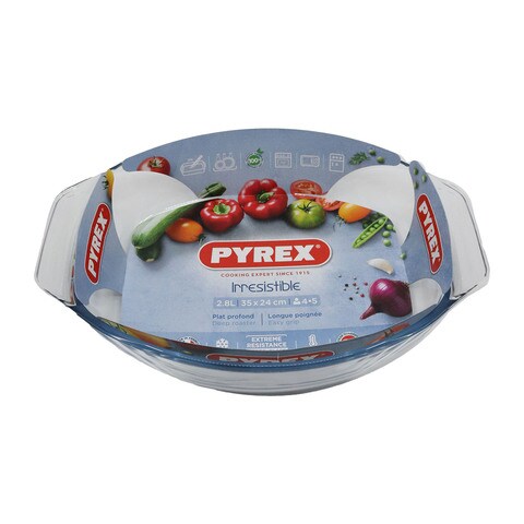 Pyrex Optimum Glass Oval Roaster Clear 3L