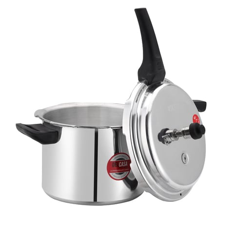 Delcasa 5 Litre Aluminium Pressure Cooker, Sleek And Simple, Dc2103 - Induction Compatible, Lightweight &amp;Durable Cooker With Lid, Improved Pressure Regulator, Comfortable Handle