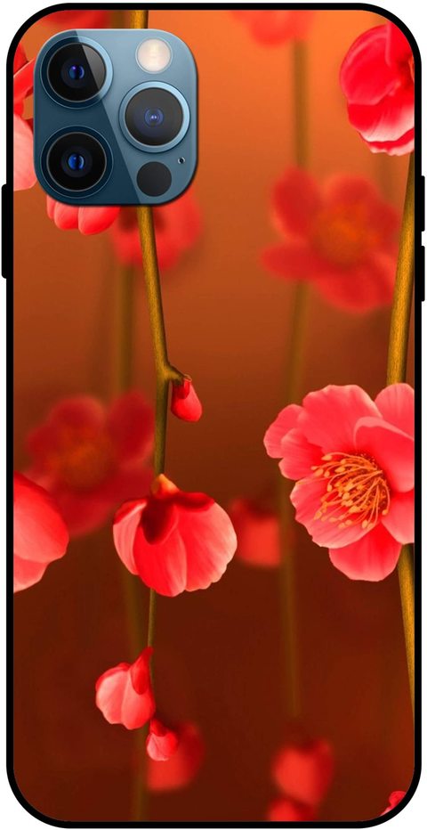 Theodor - Apple iPhone 12 Pro 6.1 Inch Case Red Flower Flexible Silicone Cover