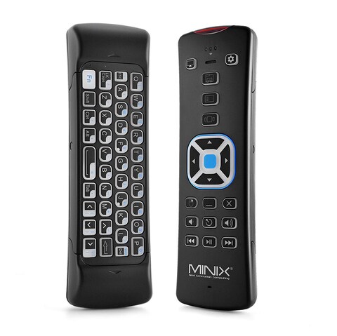 Minix - NEO W2 Air Mouse Wireless Remote Control with QWERTY Mini Keyboard For Windows 10 OS - Black