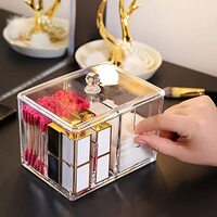 Cotton Pad Holder Dispenser Cotton Ball and Swab Storage with Lid Clear Acrylic Cotton Round Organiser