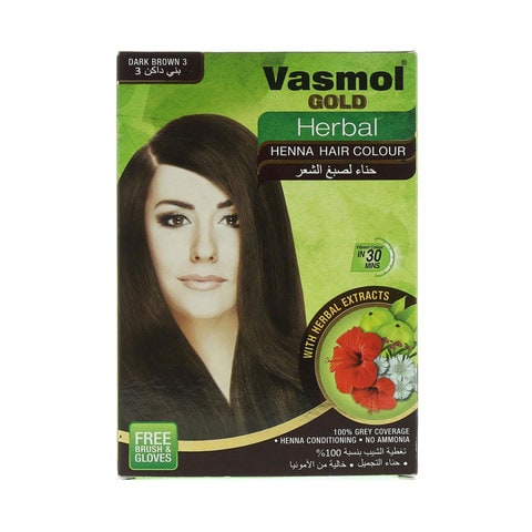 Vasmol Gold Herbal Henna Hair Colour 3 Dark Brown