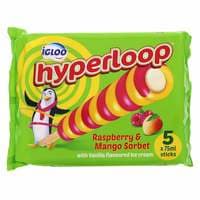 Igloo Hyperloop Raspberry And Mango Sorbet With Vanilla Flavoured Ice Cream 75ml Pack of 5
