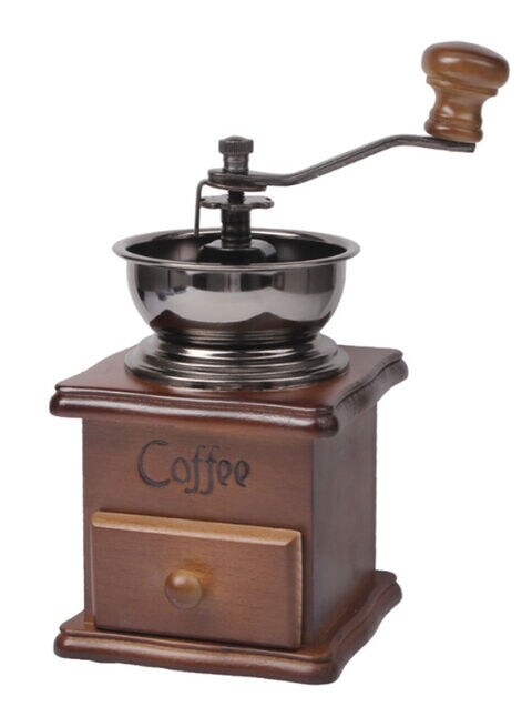 مطحنة لحبوب القهوة اليدوية بتصميم عتيق بني/فضي 17 x 10سنتيمتر