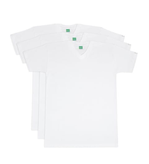 3 - Pieces Rayan Men V Crew Neck Undershirt Cotton 100% white L