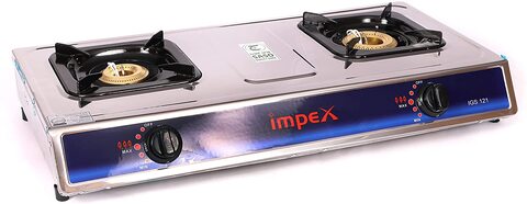 Impex IGS 121 2 Burner High Impact Stainless Steel Gas Stove With Auto Ignition Knobs Spill Tray Enameled Water Tray Aesthetically Designed Body