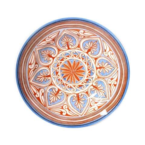 Claytan Manlika Soup Plate 9.1&quot; - Maroon Blue Printed