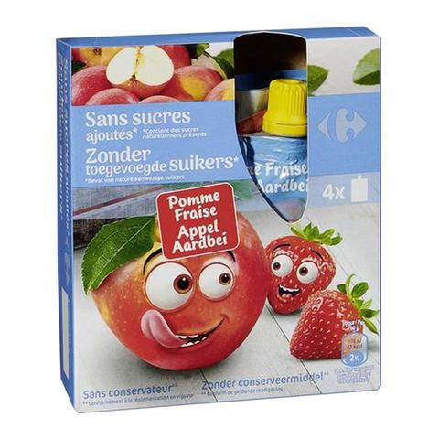 Carrefour Compotes Apple And Strawberry 90g x Pack of 4
