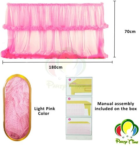 Party Time Light Pink Tulle Table Skirt Tablecloth Decorative Tableware Cloth for Rectangle or Round Table Skirting For Birthday &amp; Wedding Party Deoration Banquet Picnic (70cm x 180cm)