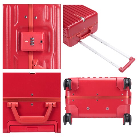 STARGOLD Luggage Bag TPC Hard Side Suitcase 360&deg; Rotational Wheels and Lockable System Travel Bag 20 inches Red