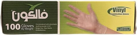 lavish Falcon Vinyl Gloves Pre Powder Medium (1 Pack X 100 Pieces)