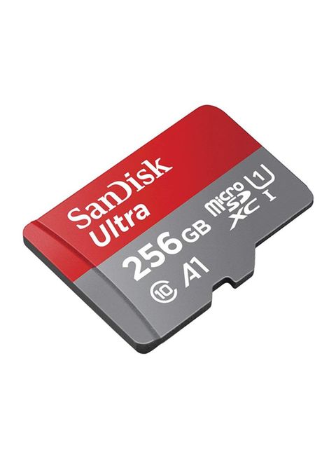 SanDisk - Ultra U1, C10, A1, UHS-1, 100MB/s R, 4x6, 10Y microSDXC Card 256GB Red/Grey
