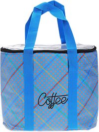 Insulated Reusable Tote Bag with Zip Closure &amp; Transparent Lid for Picnic, Traveling, Shopping, Grocery &amp; Food Carrier (Blue)