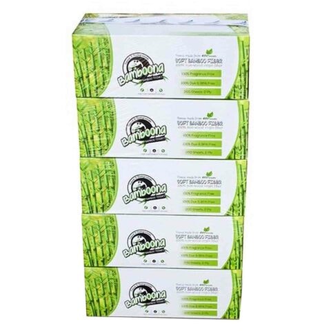 Bamboona Facial Tissue White 200 Sheets 5 Rolls