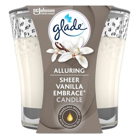 Glade Alluring 2in1 Sheery Vanilla Embrace Scented Candle 3.4Oz