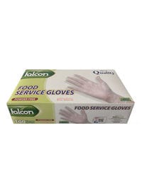 falcon 100-Piece Powder Free Vinyl Falcon Food Service Gloves Clear L