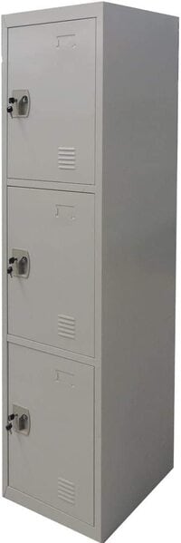 Galaxy Design Three Door Metal Locker Cabinet With Plastic Handle Grey Color Size (L x W x H) 45 x 45 x 183 Cm Model - GDF-3T  No Installation included &amp; No Warranty