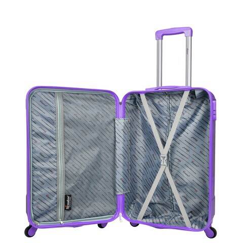 Senator Hard Case Cabin Suitcase Luggage Trolley For Unisex ABS Lightweight Travel Bag with 4 Spinner Wheels KH2005 Highlight Purple
