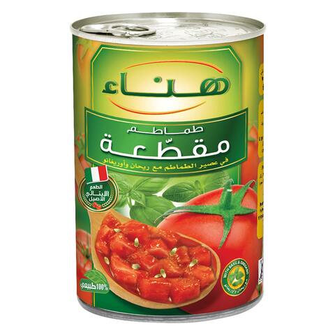 هناء طماطم مقطعة مع عصير الطماطم مع ريحان و أوريجانو 400 جرام