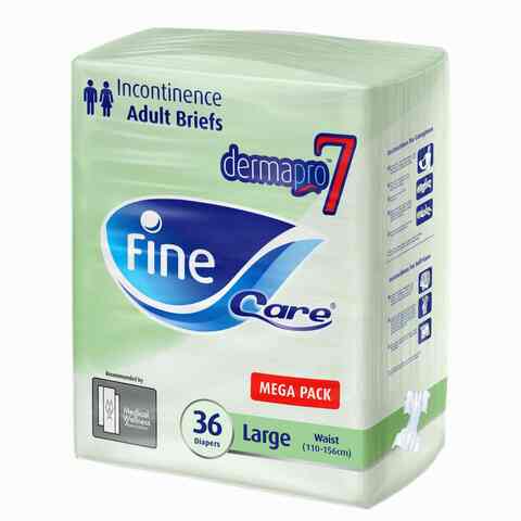 Fine Care Incontinence Unisex Briefs, Large, Waist (110 -156 cm), Pack of 36 Adult Diapers