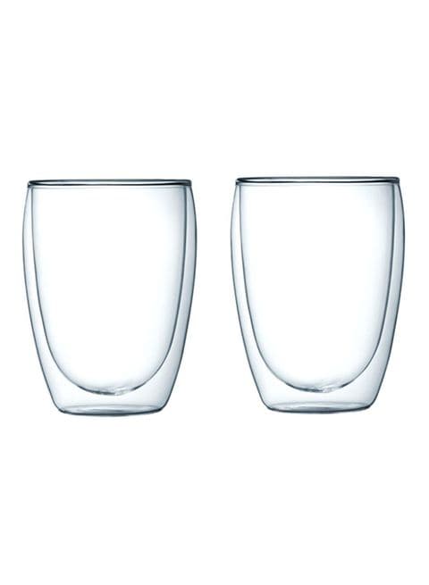 Olliwon 2-Piece Bodum Pavina Double Wall Glass Set Clear 350ml