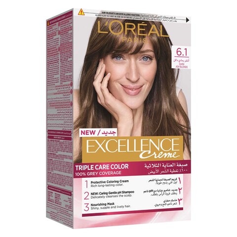 L&#39;Oreal Paris Excellence Creme Triple Care Permanent Hair Colour 6.1 Dark Ash Blonde