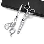 Buy Purple Dragon 6.0 Inch Personality Bending Handle Black Rotating Screw Barber Hair Cutting And Thinning Scissors Set in UAE