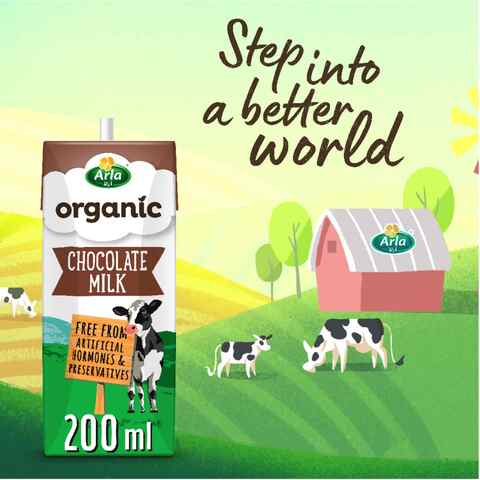 Arla Organic Chocolate Milk 200ml Pack of 6
