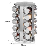 HEXAR&reg; Stainless Steel Revolving Spice Rack Set with 20 Spice Jars Spice Rack Tower Organizer for Countertop or Cabinet Standing Seasoning Tower for Kitchen 360&deg; Rotating Spice Carousel (20 JARS)