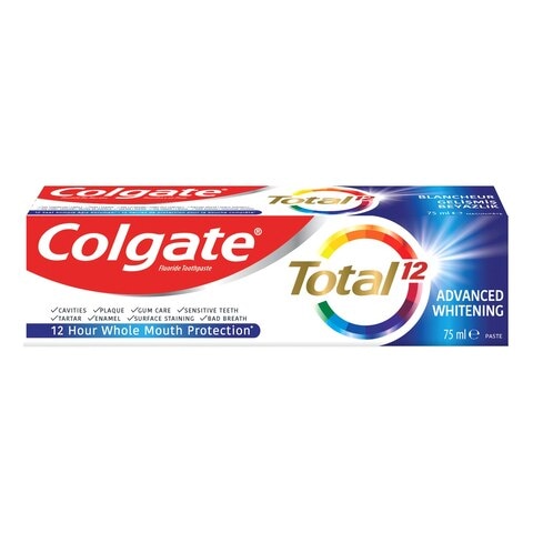 كولغيت توتال معجون أسنان بالتبييض المتطور - أبيض 75 ملل
